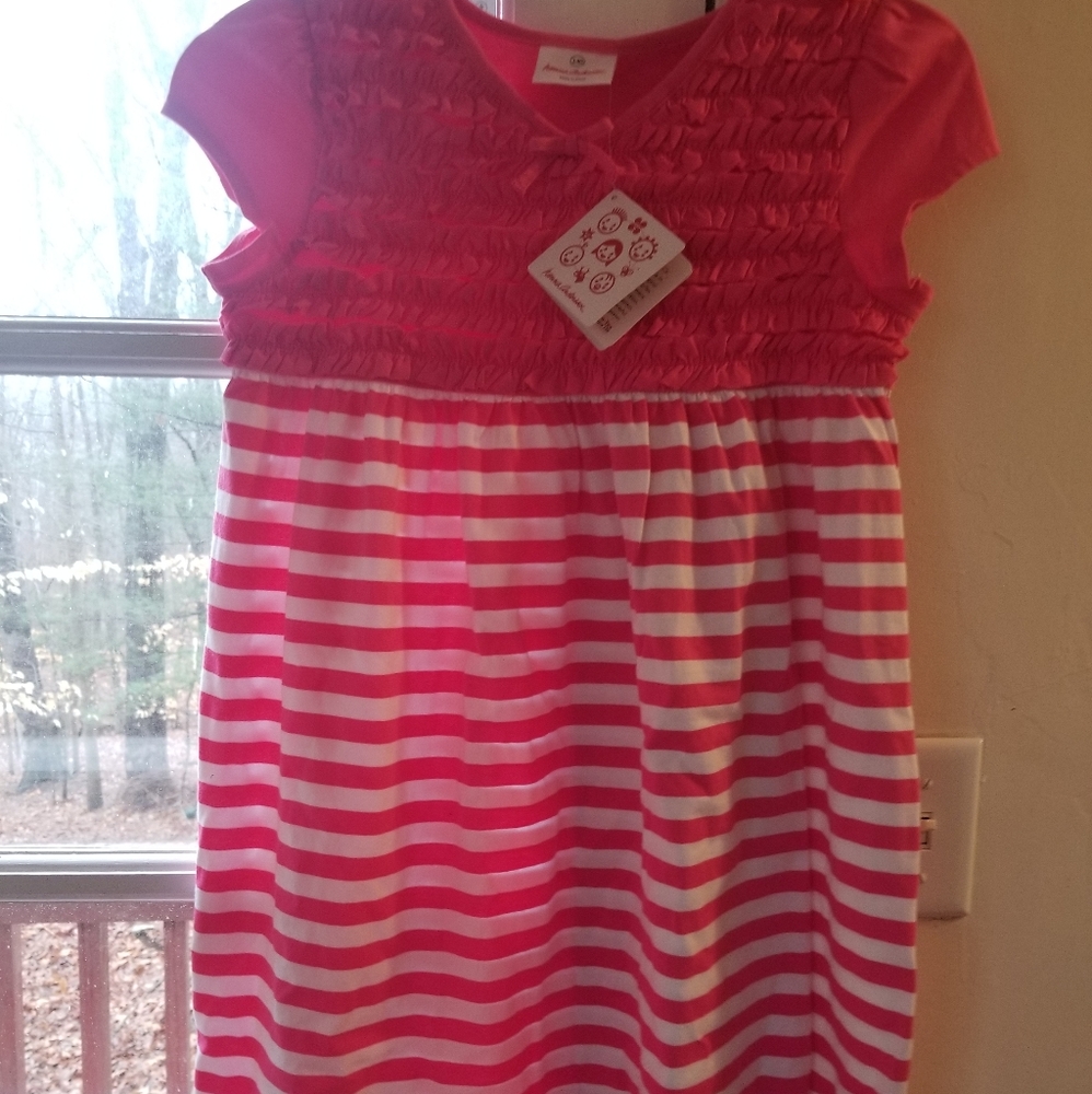 Hanna Andersson pink & white dress. Size 10 (140). NWoT.